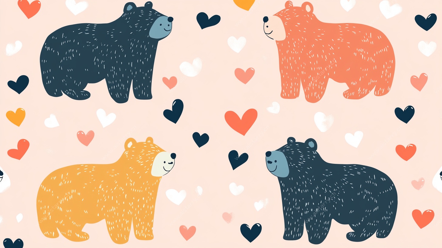 可爱小熊爱心图案背景图
