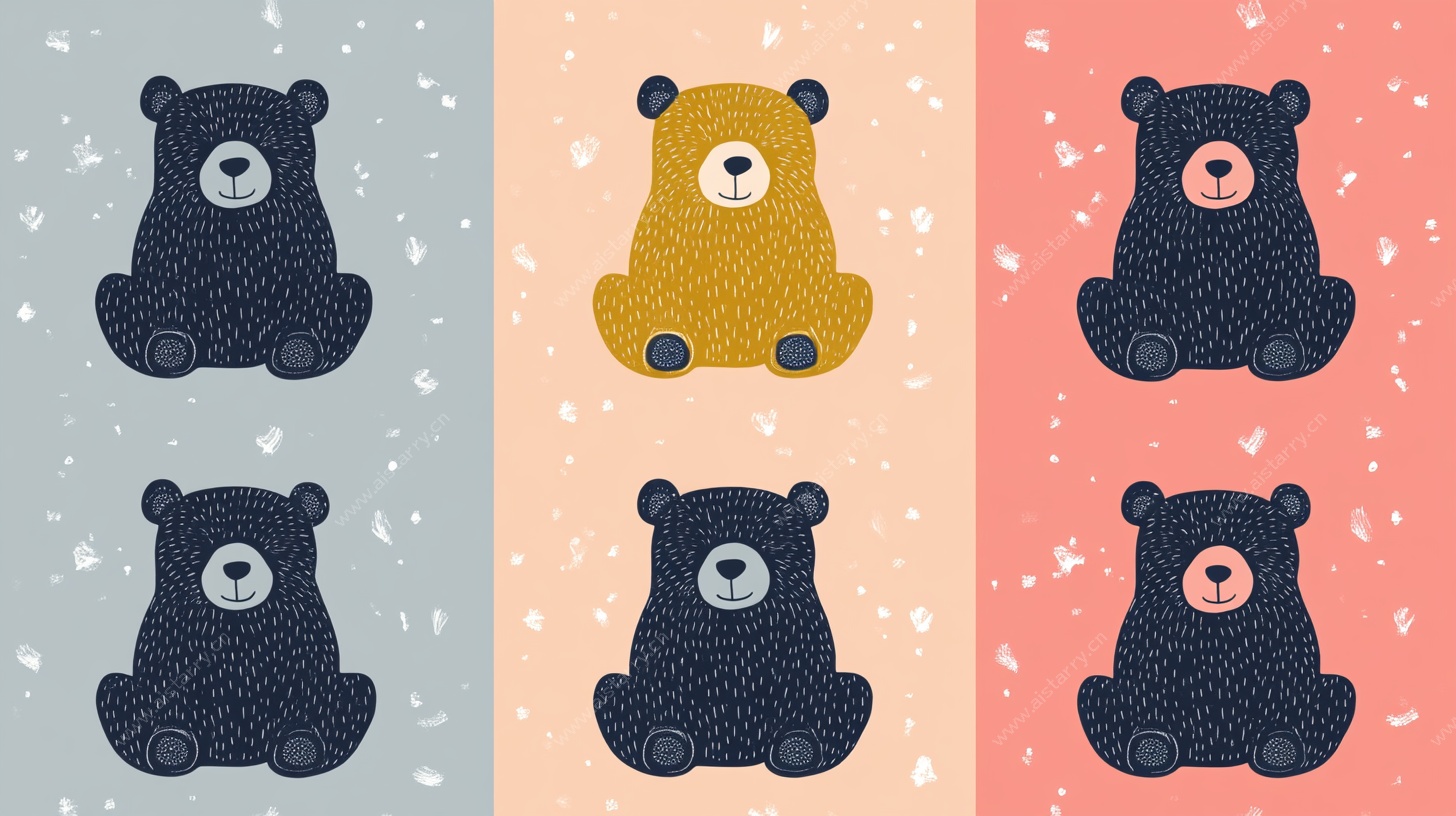 可爱小熊图案插画