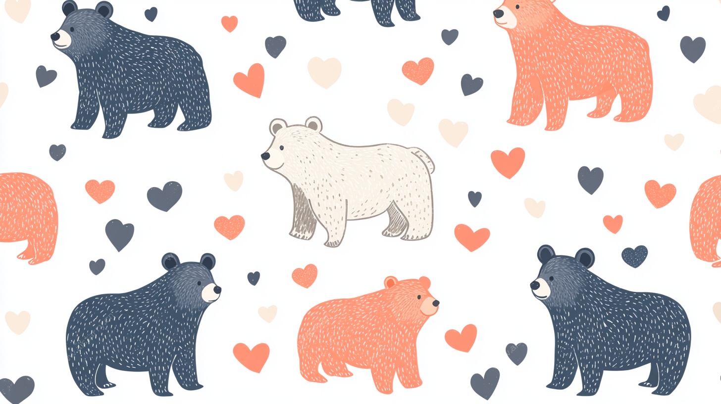 可爱小熊爱心图案插画