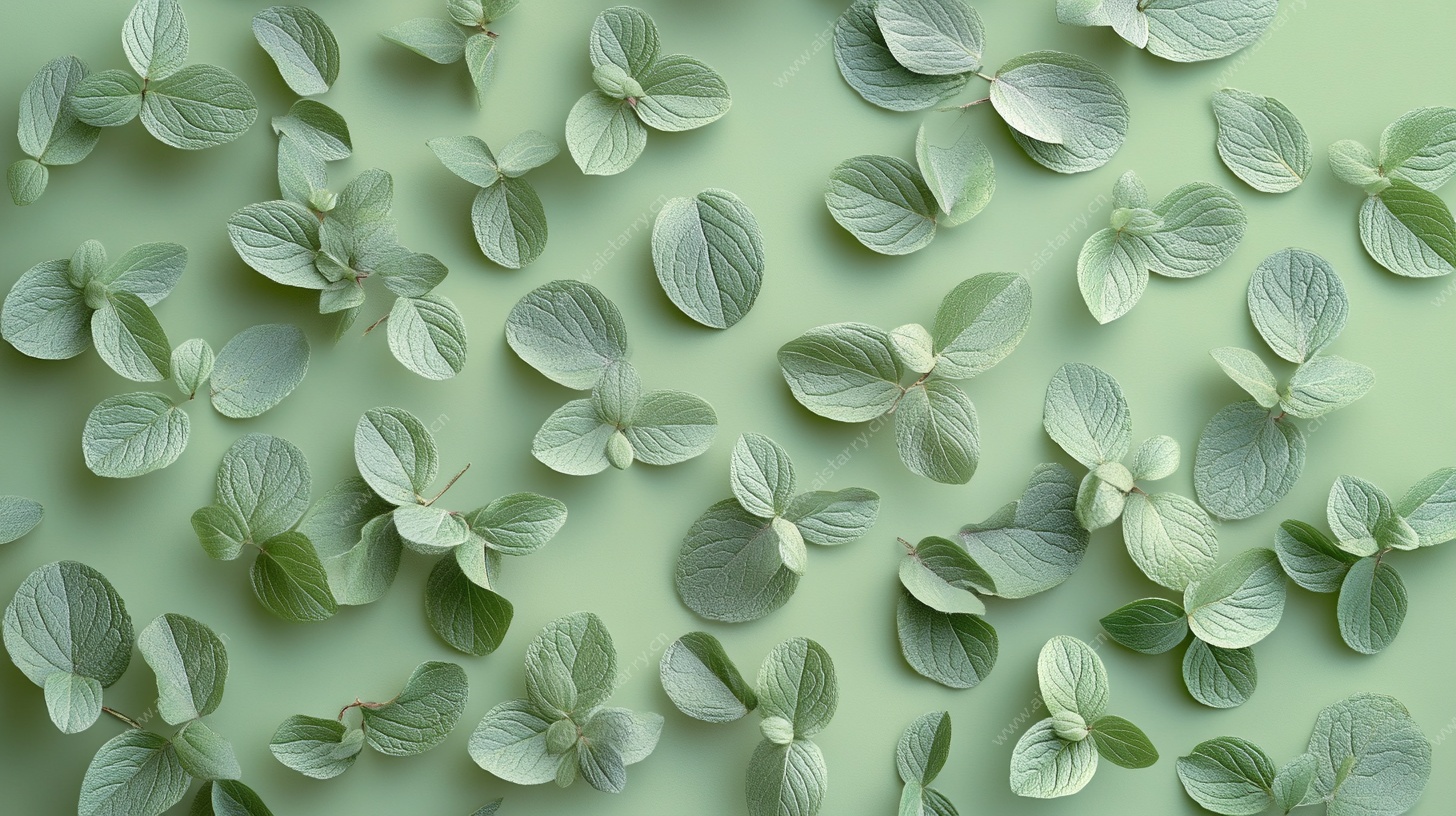 绿叶平铺的清新图案