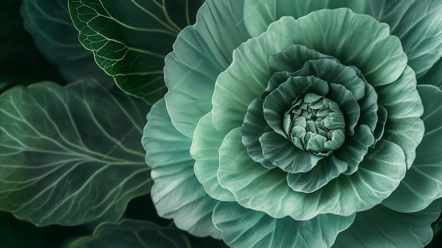 梦幻绿羽甘蓝花卉特写