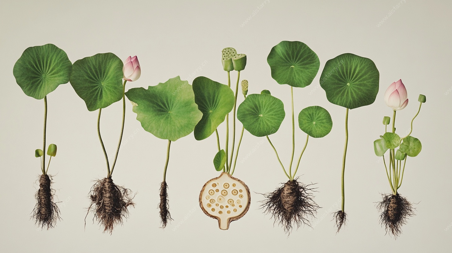 荷花植物解剖图展示