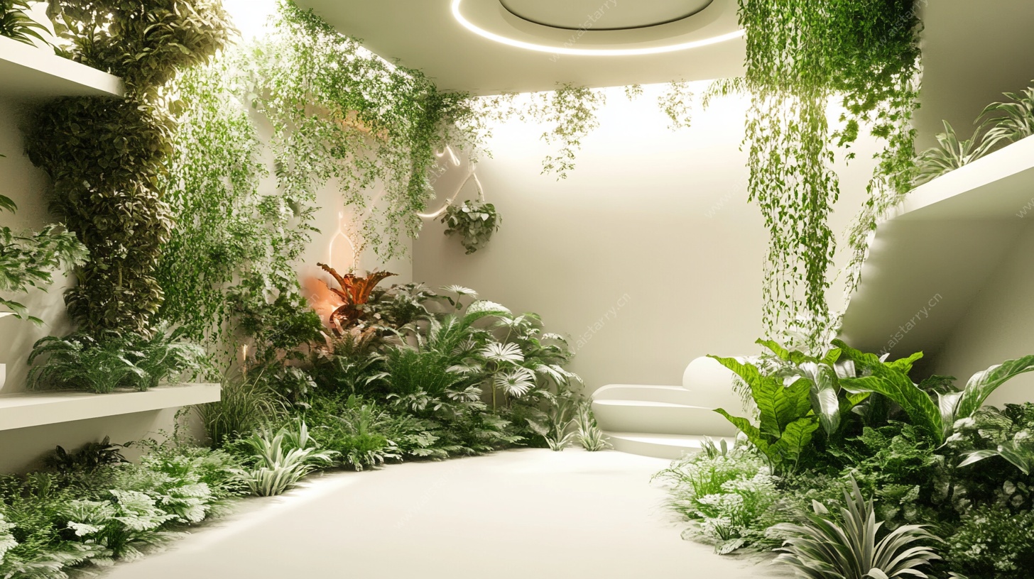 室内绿植环绕的自然空间