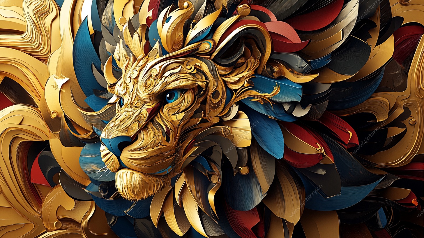 金色雄狮 立体艺术之美