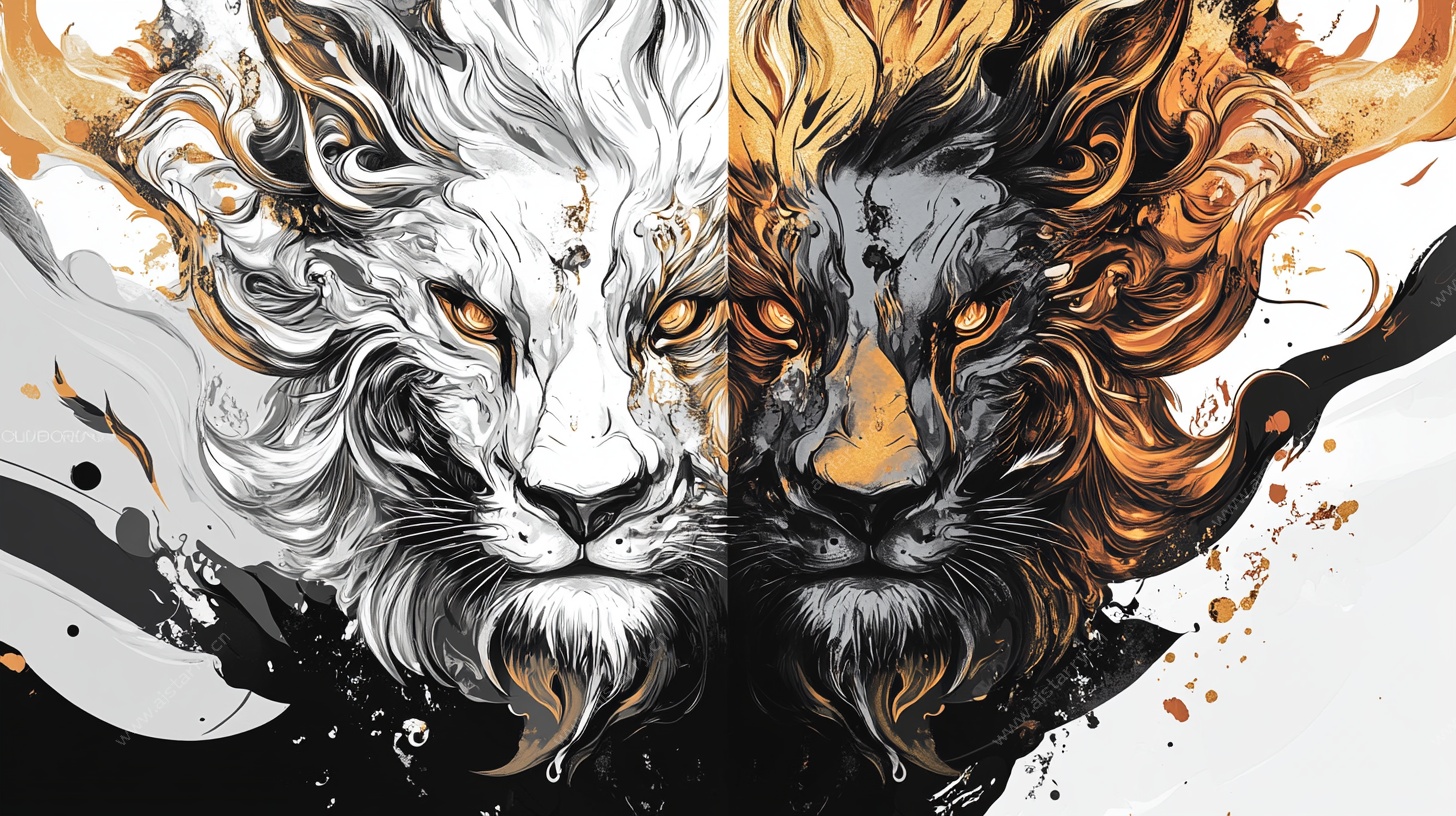 双色雄狮 力量与艺术融合