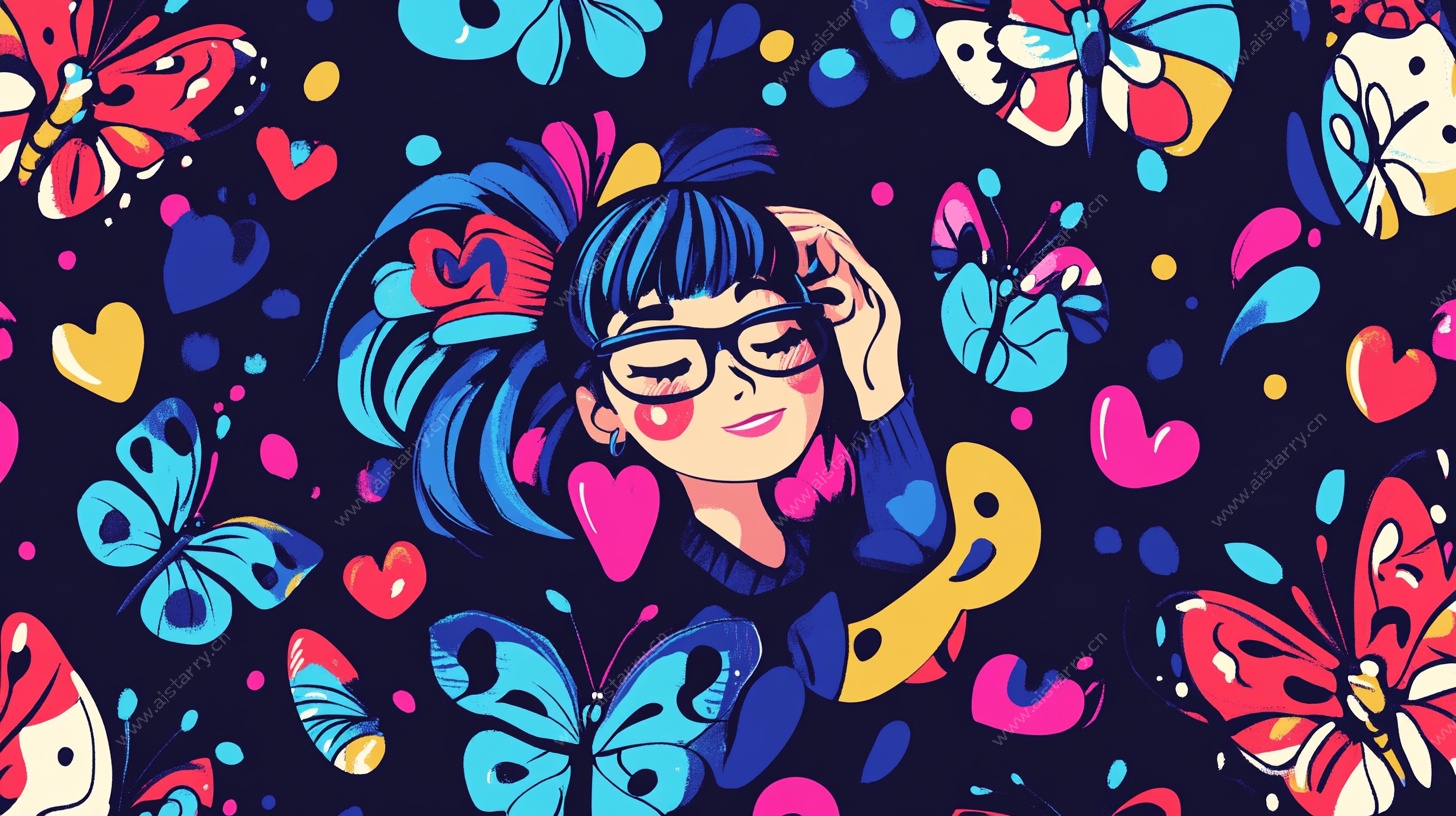 梦幻蝴蝶少女插画