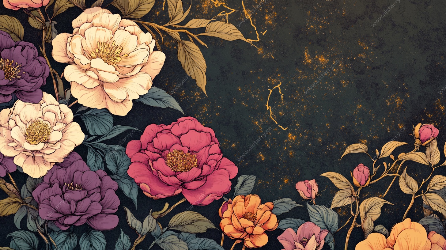 复古花卉图案背景图