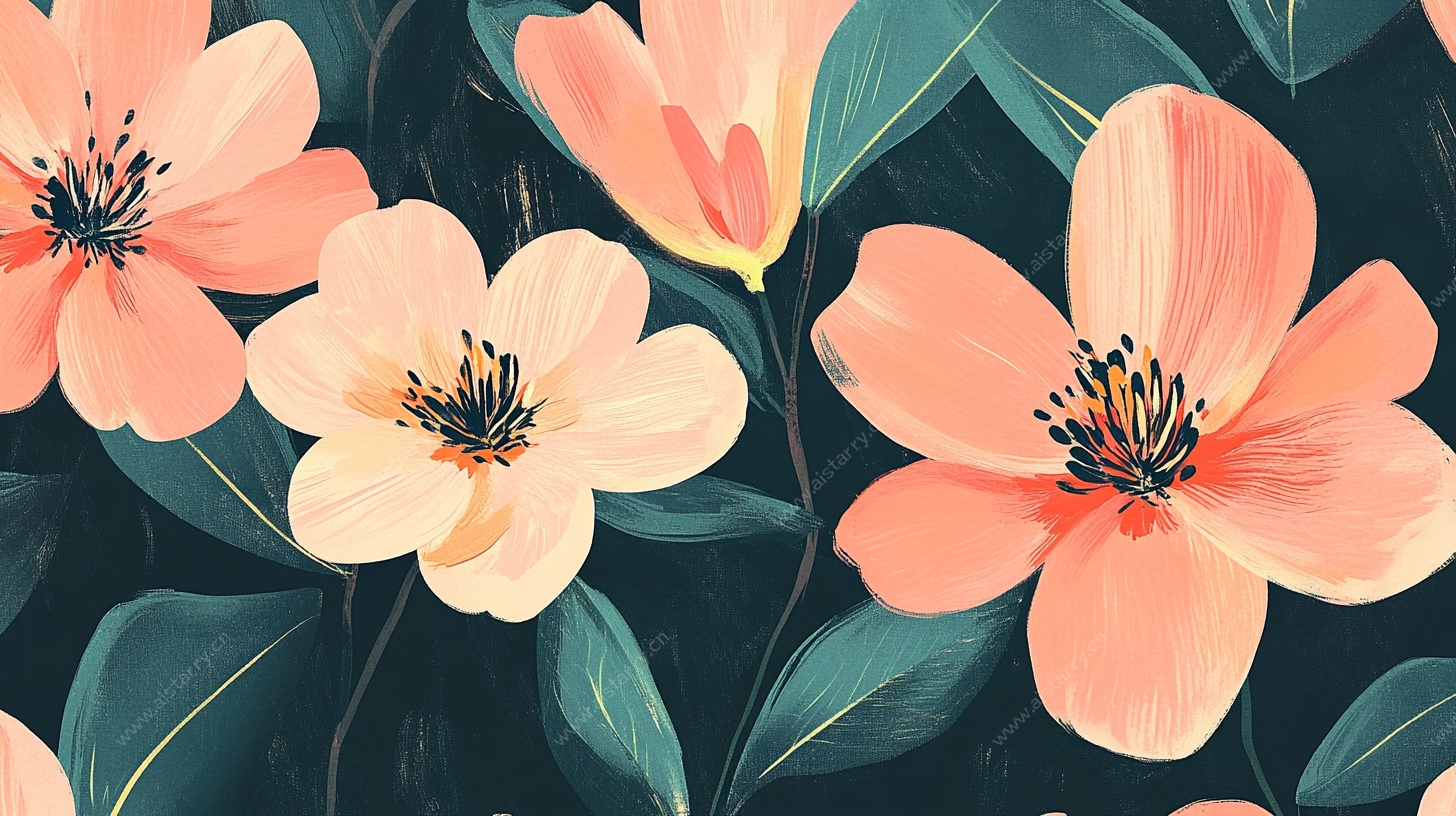 粉色花卉插画图案