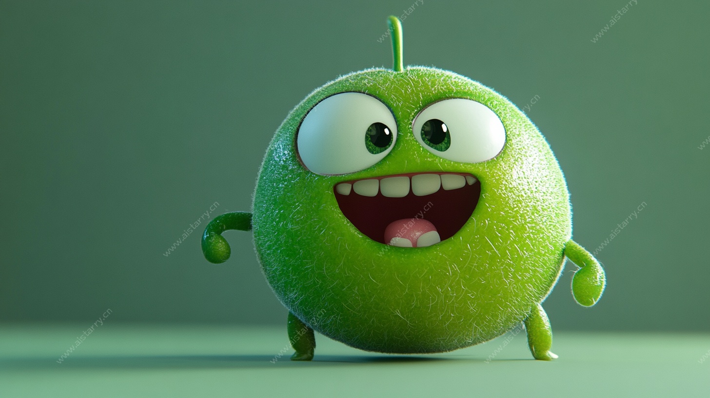 绿色萌趣卡通青苹果形象