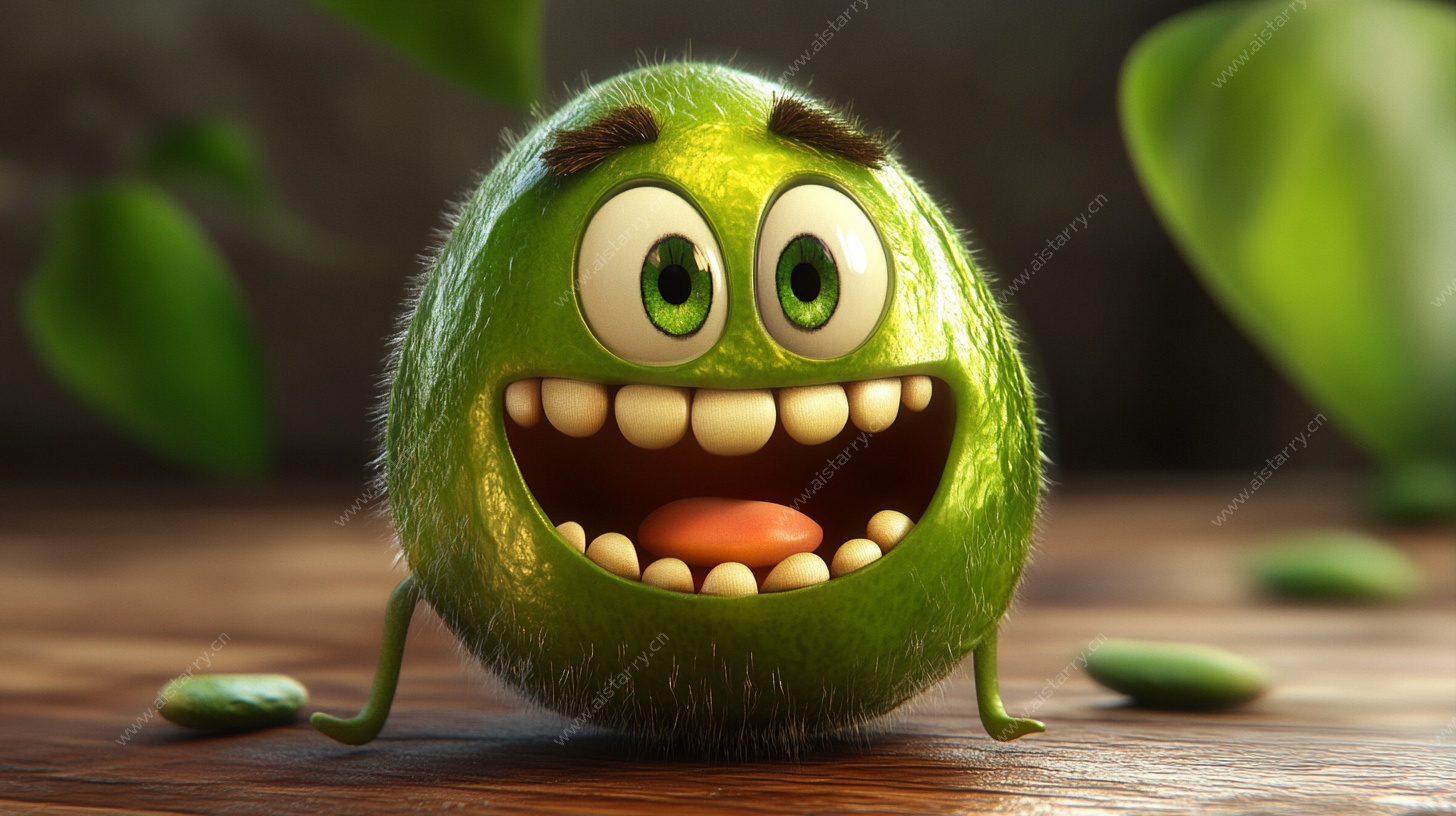 可爱毛茸茸绿色卡通小怪物