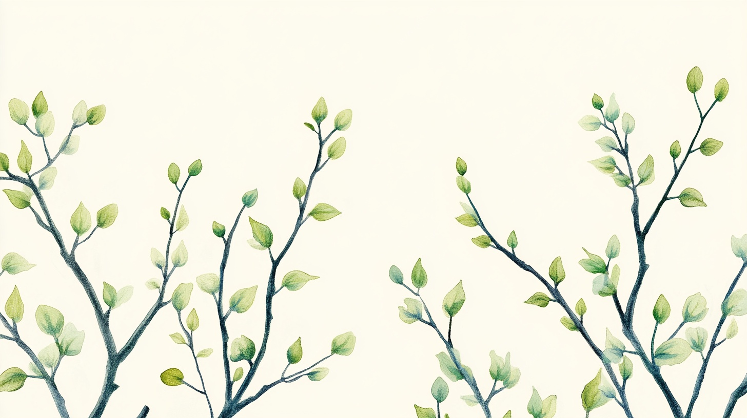 清新绿叶枝蔓插画