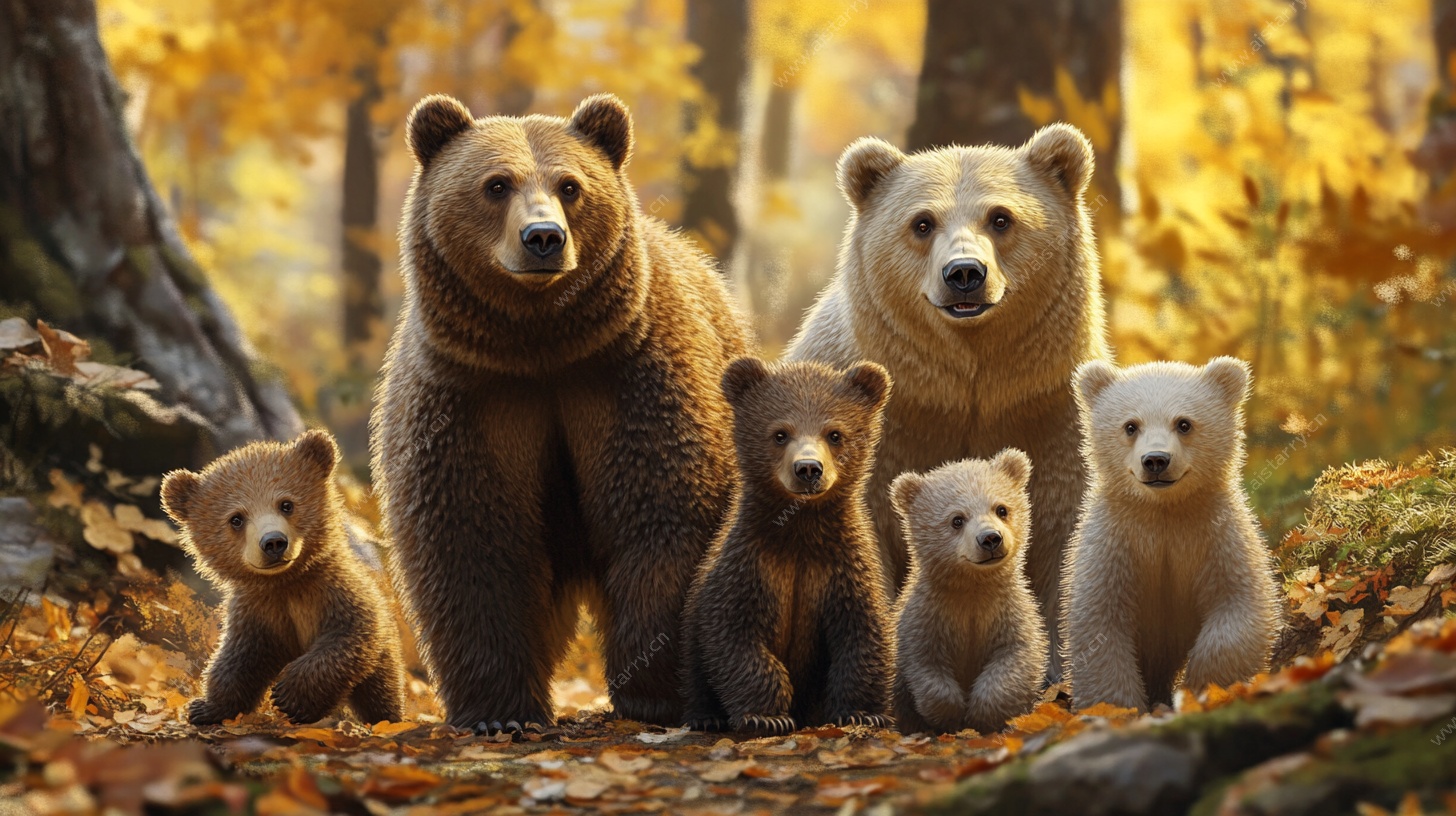 秋日熊家族森林合影