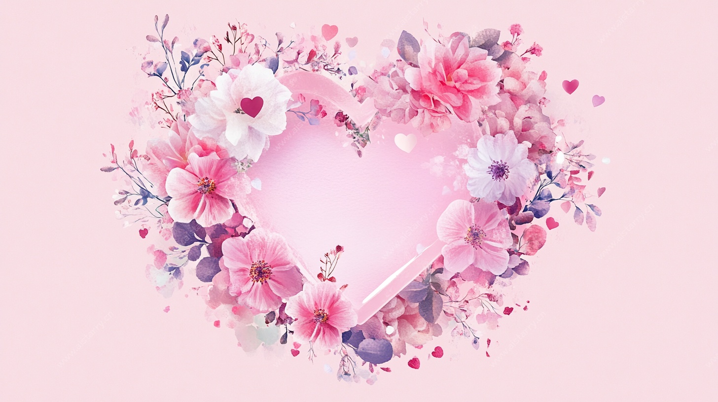 心形花卉装饰图