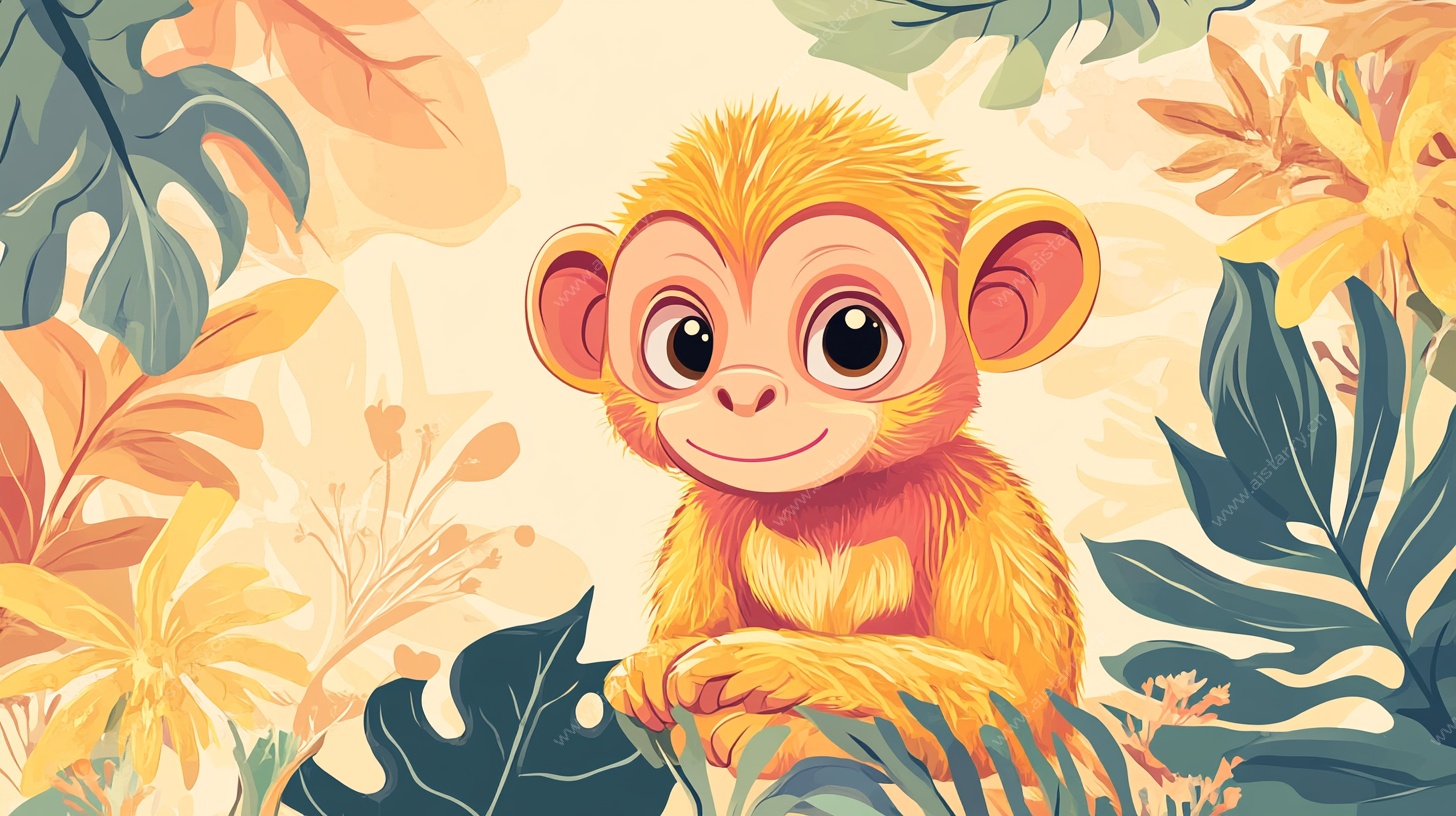 丛林小猴插画