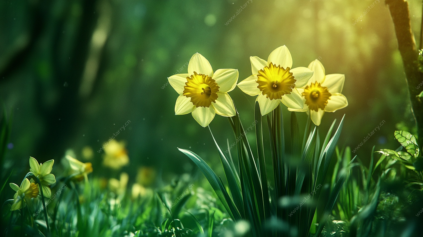 春日水仙绽放林间