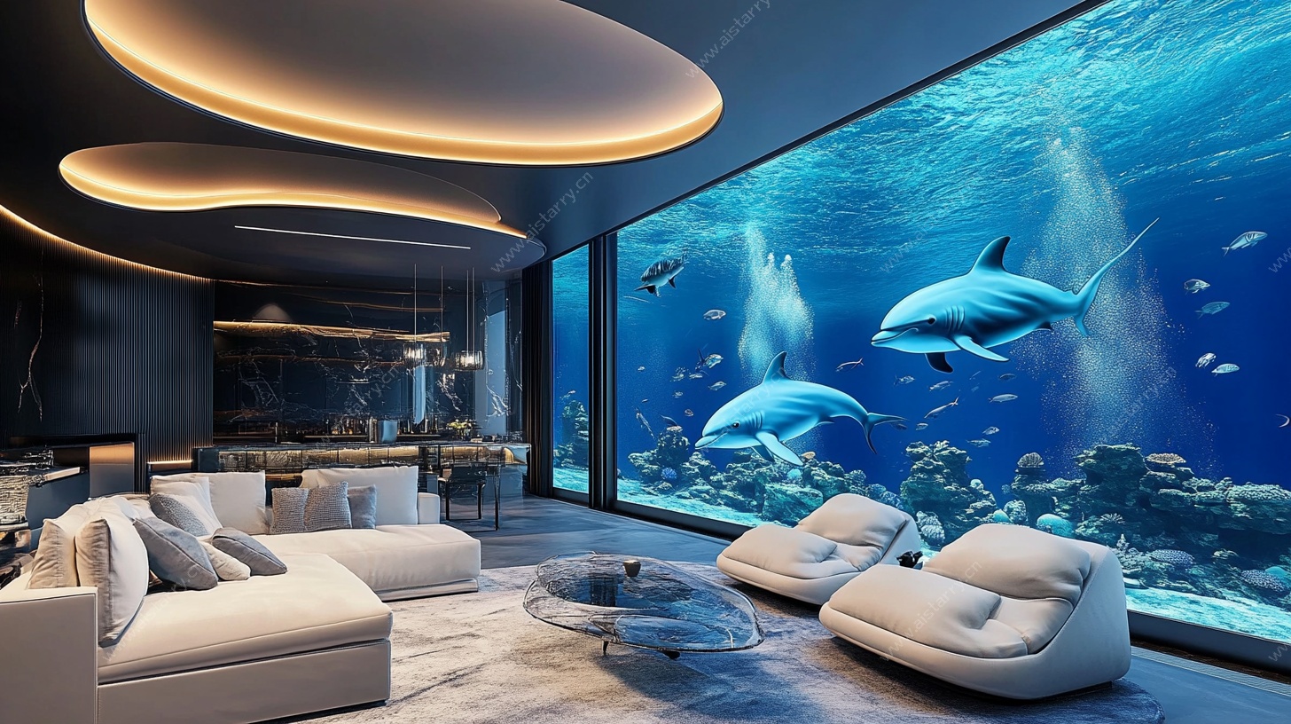 现代奢华海洋风客厅空间