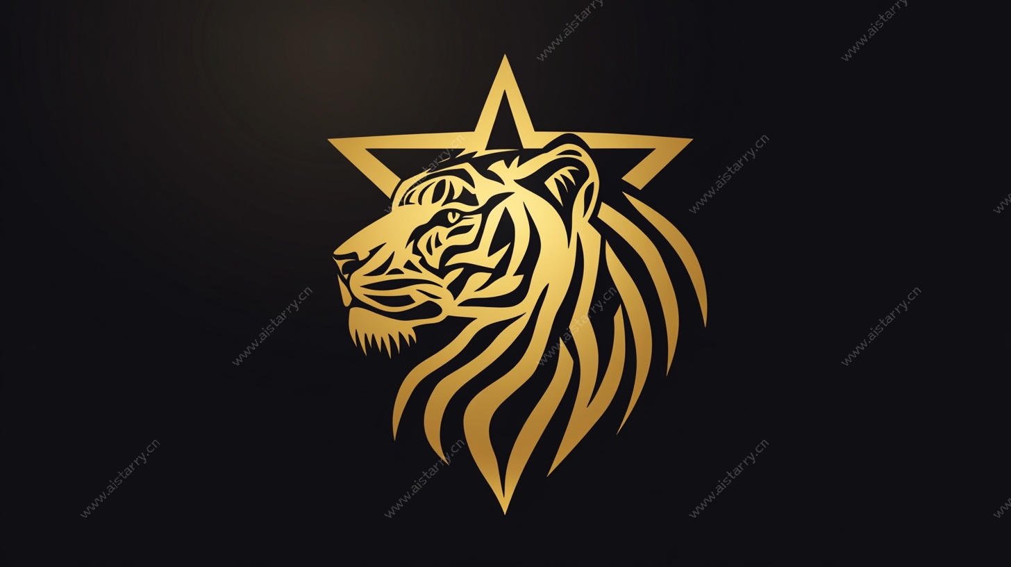 金色虎首星标logo