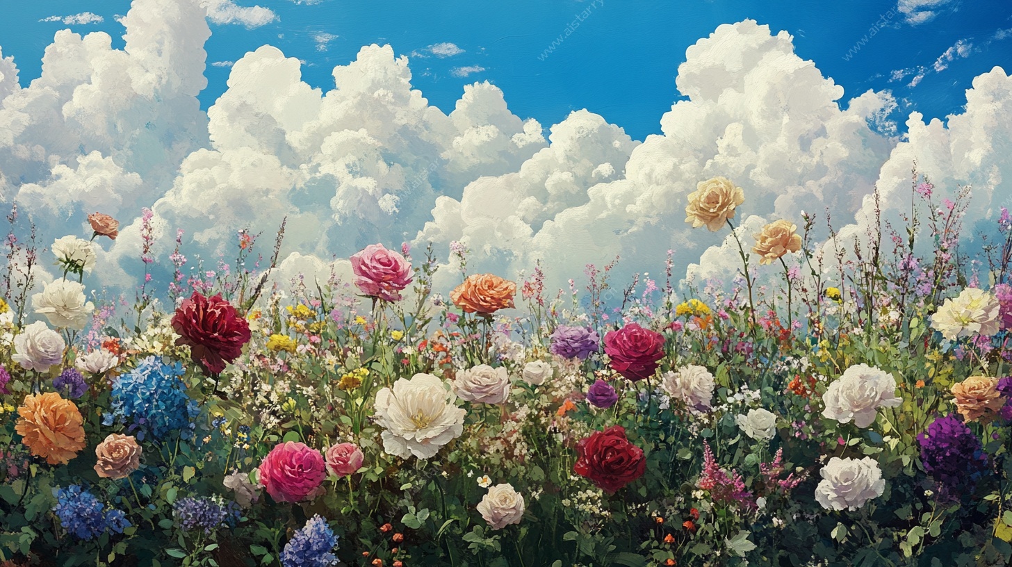 缤纷花海映蓝天