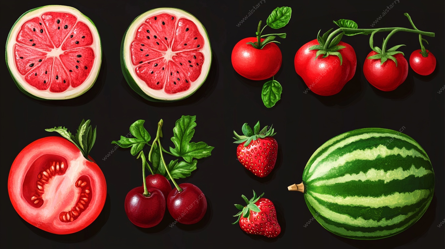 多彩新鲜水果组合插画