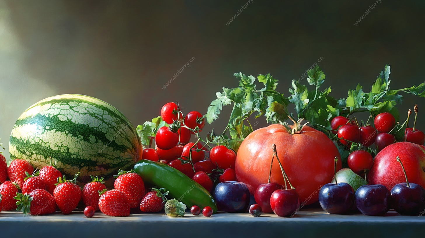 多彩新鲜蔬果静物图