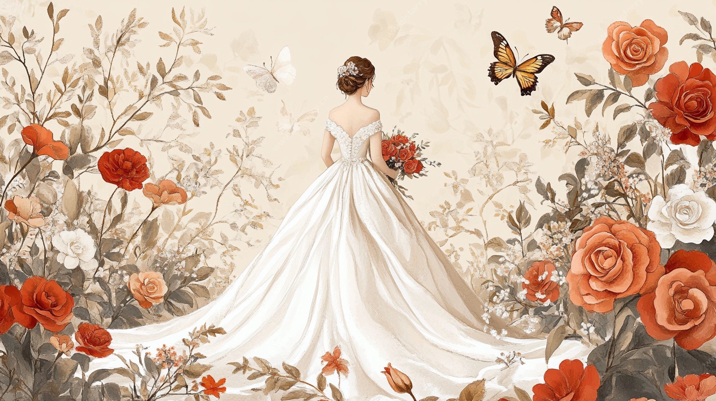 新娘漫步花海间