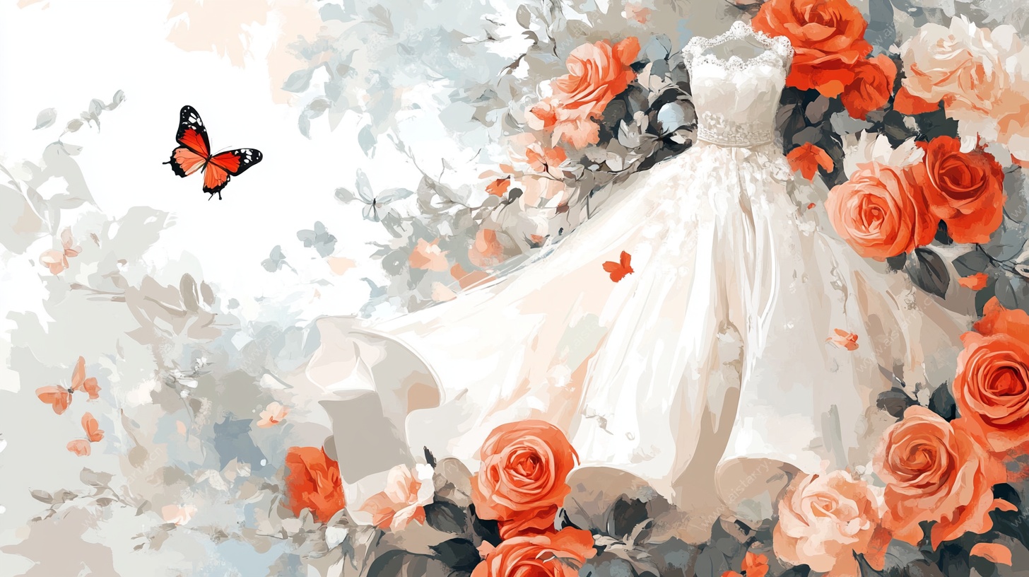 梦幻花裙与蝶的浪漫邂逅