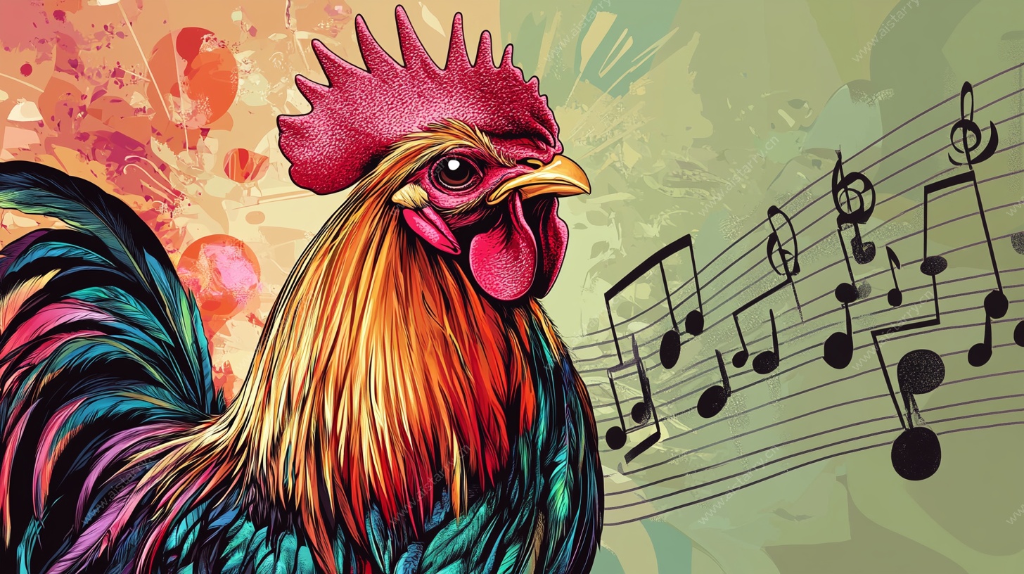 五彩公鸡与音乐梦幻画面