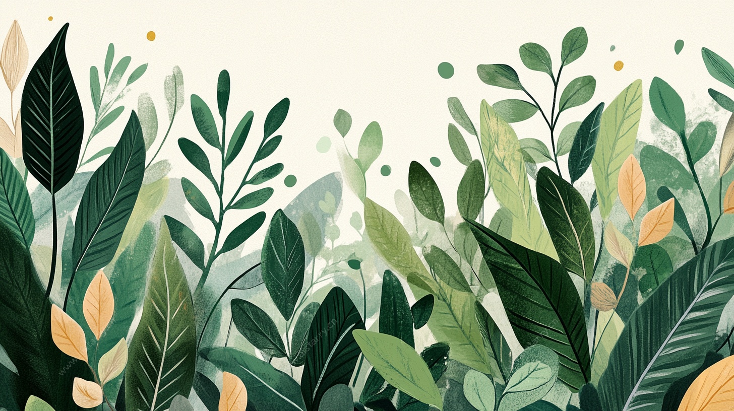 清新绿植背景插画