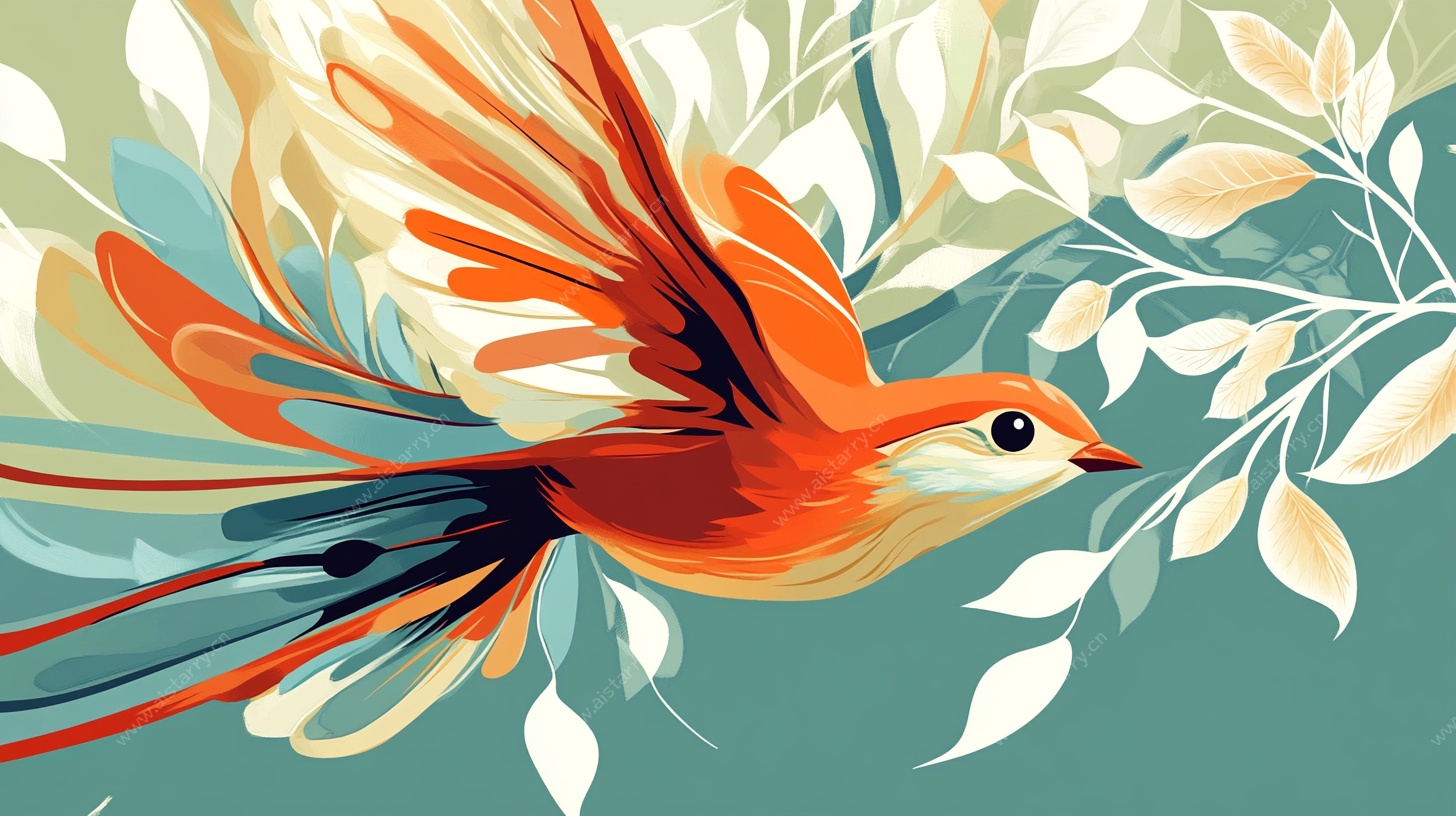 飞翔的绚丽彩鸟