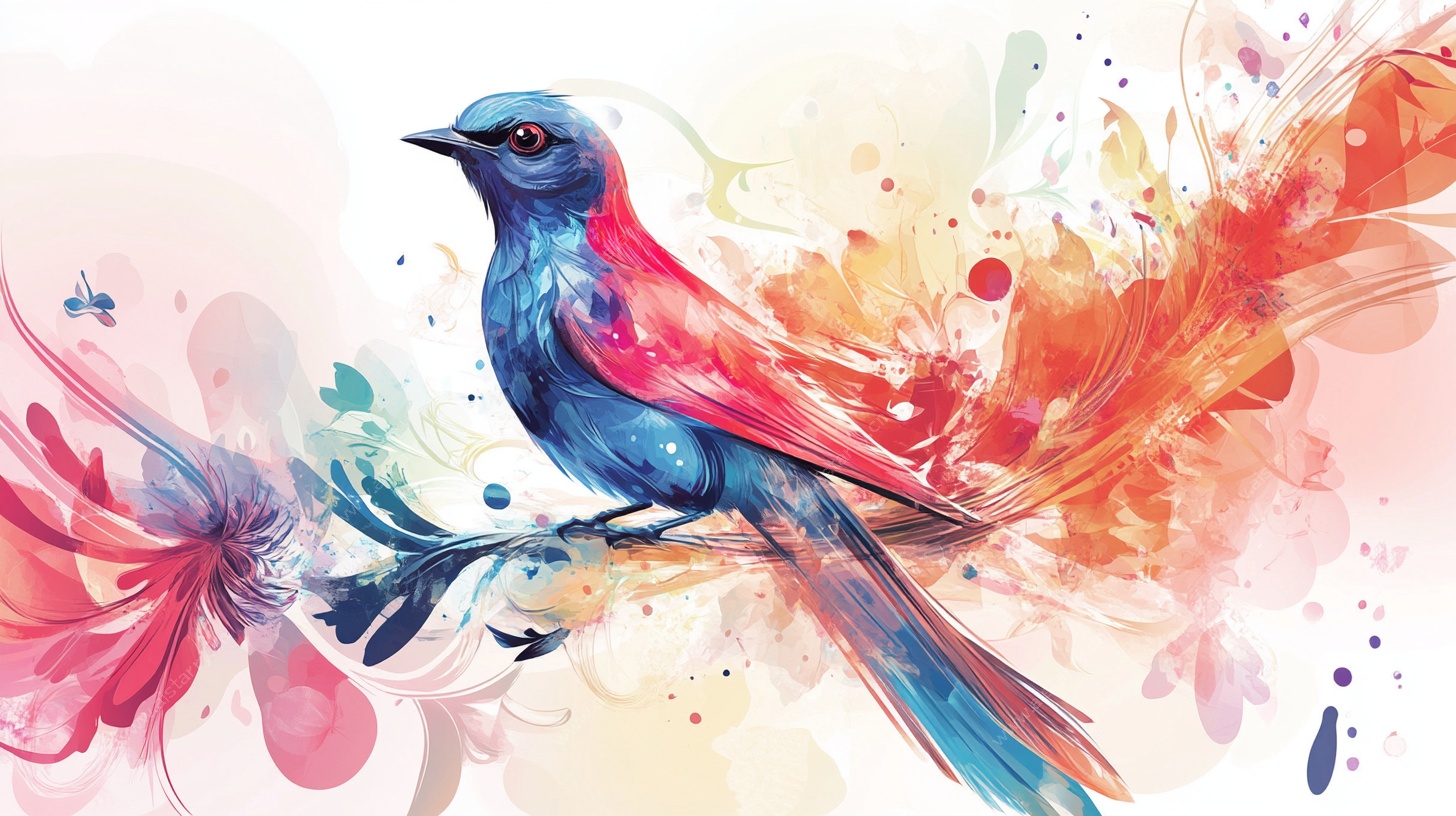 彩色水彩绘鸟图