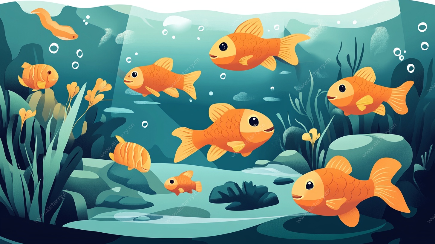 畅游海底的欢快金鱼