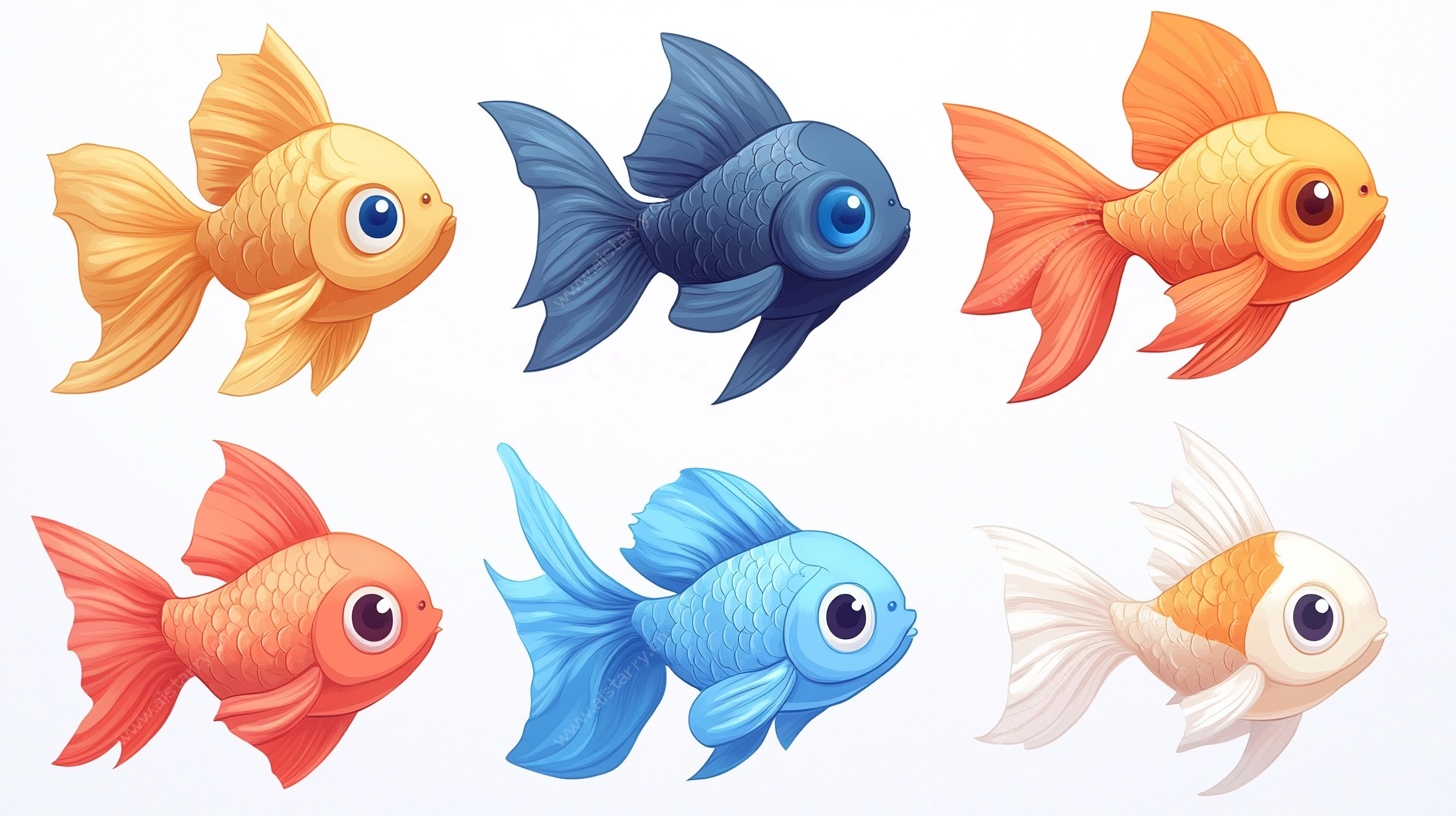 可爱多彩金鱼插画集合