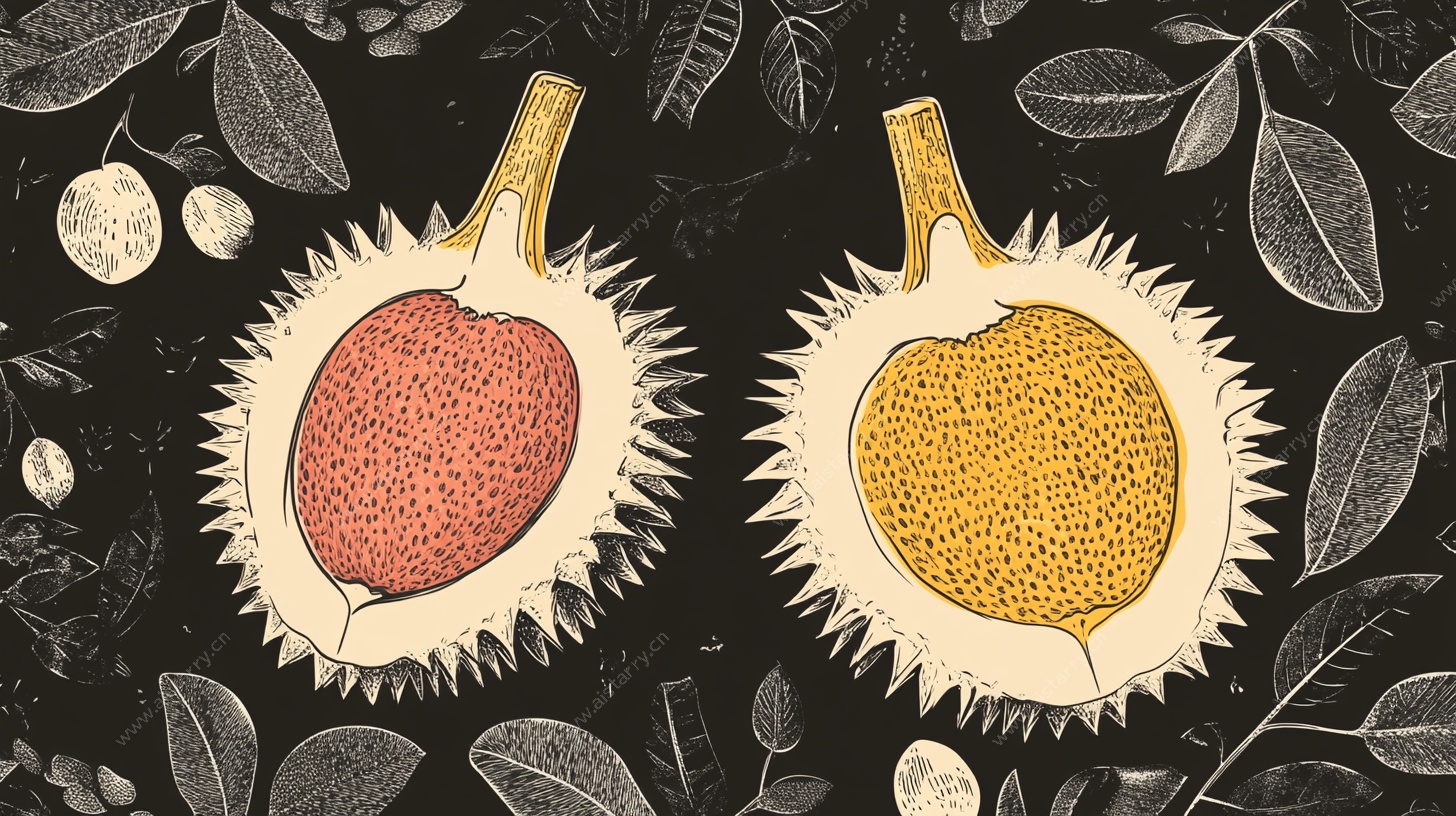 切开的榴莲插画