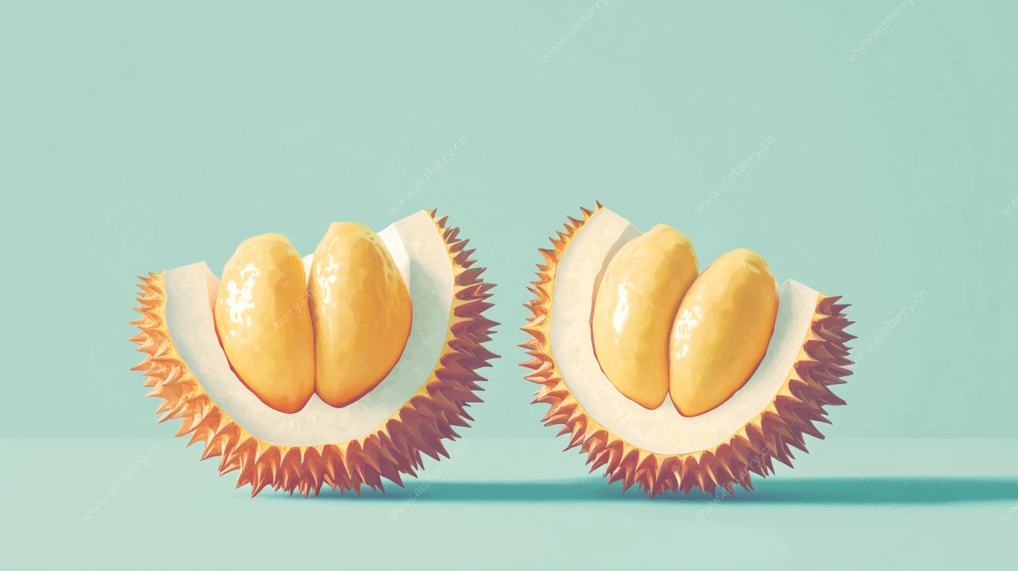 切开的新鲜榴莲果肉展示