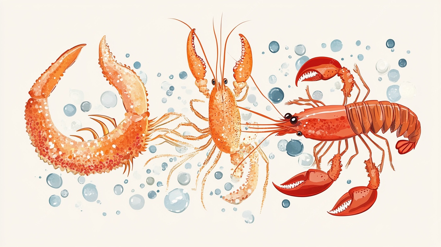 水彩风鲜活小龙虾插画