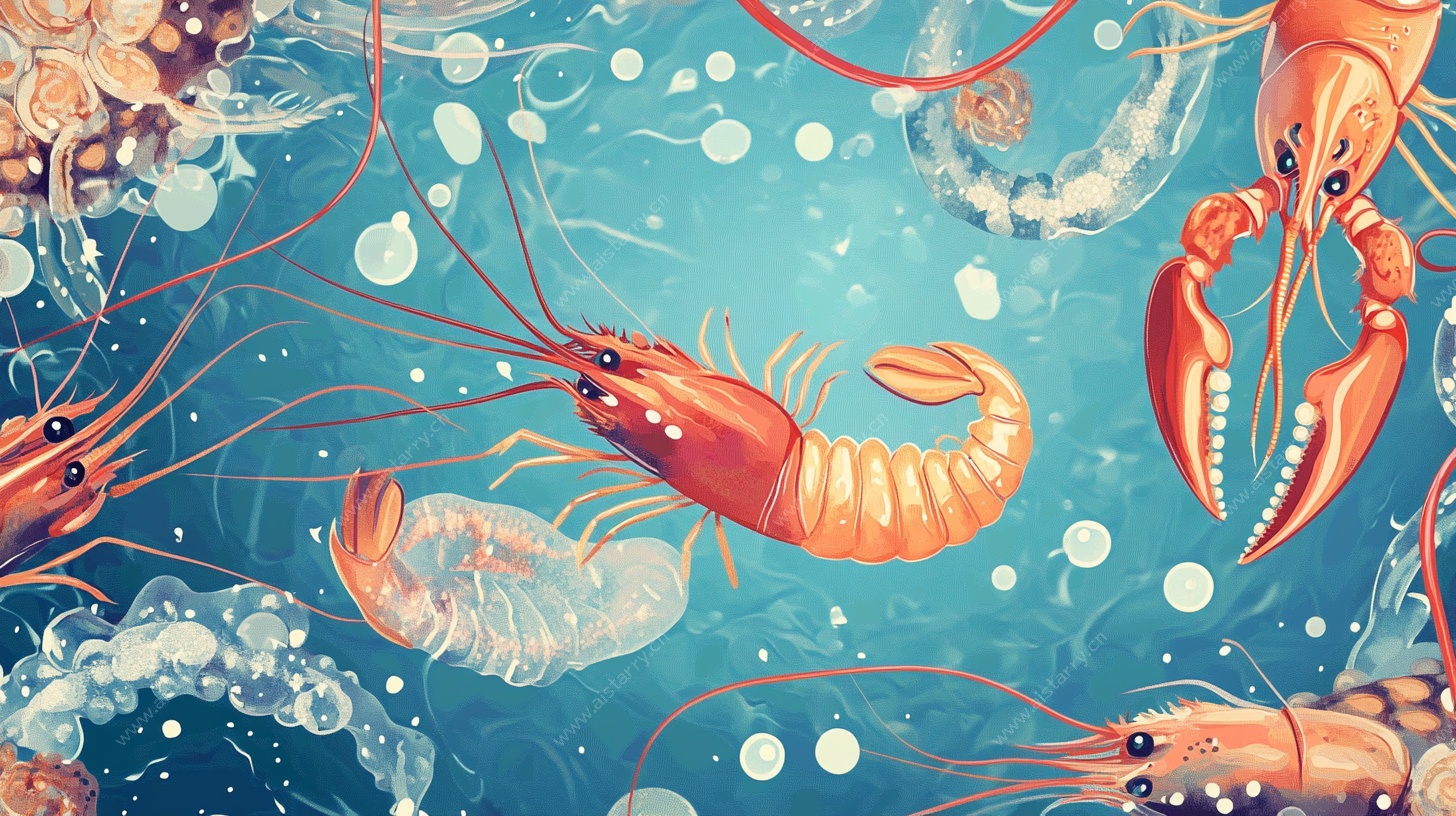 海洋虾类梦幻插画