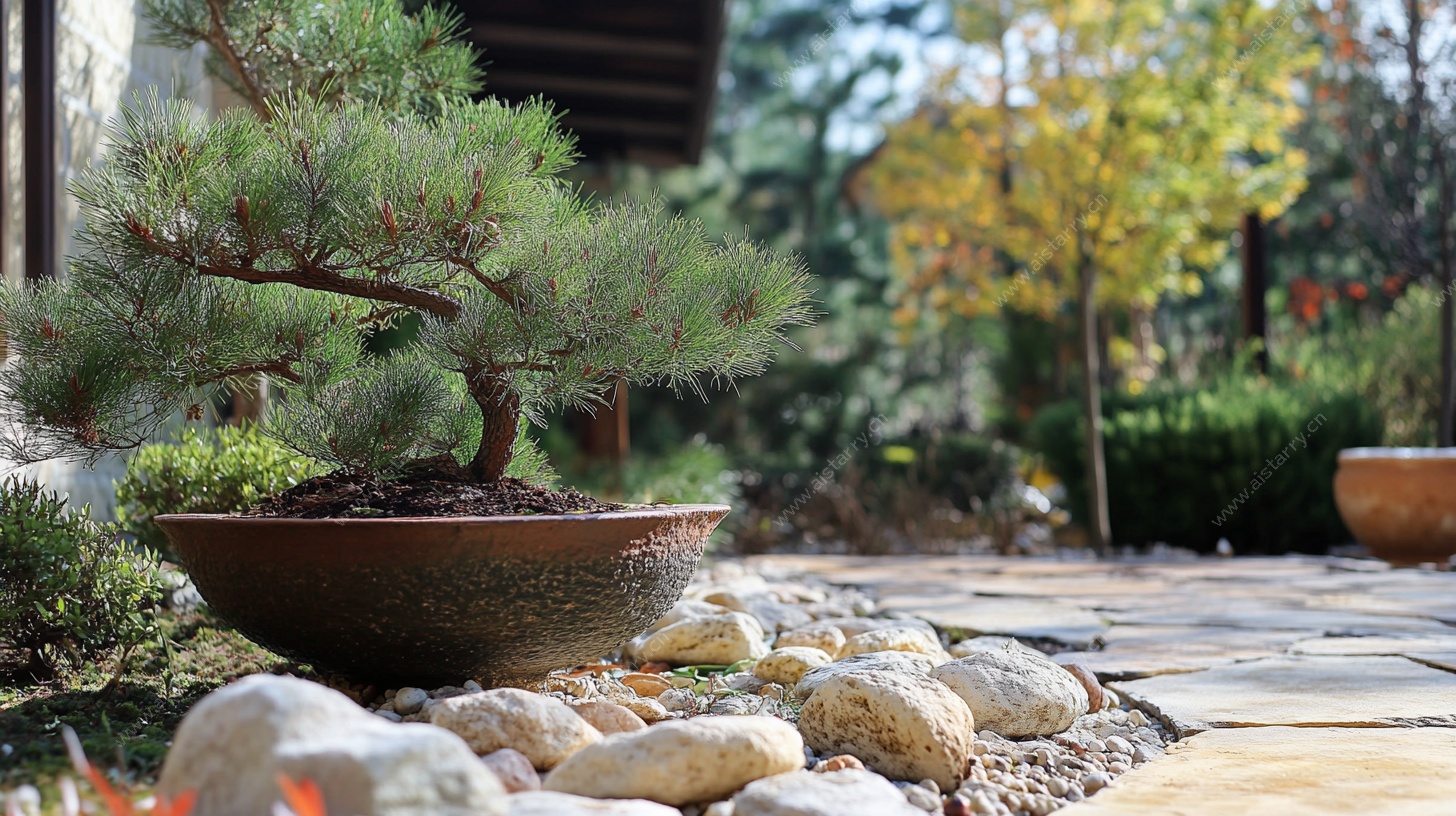 庭院盆景石径景致