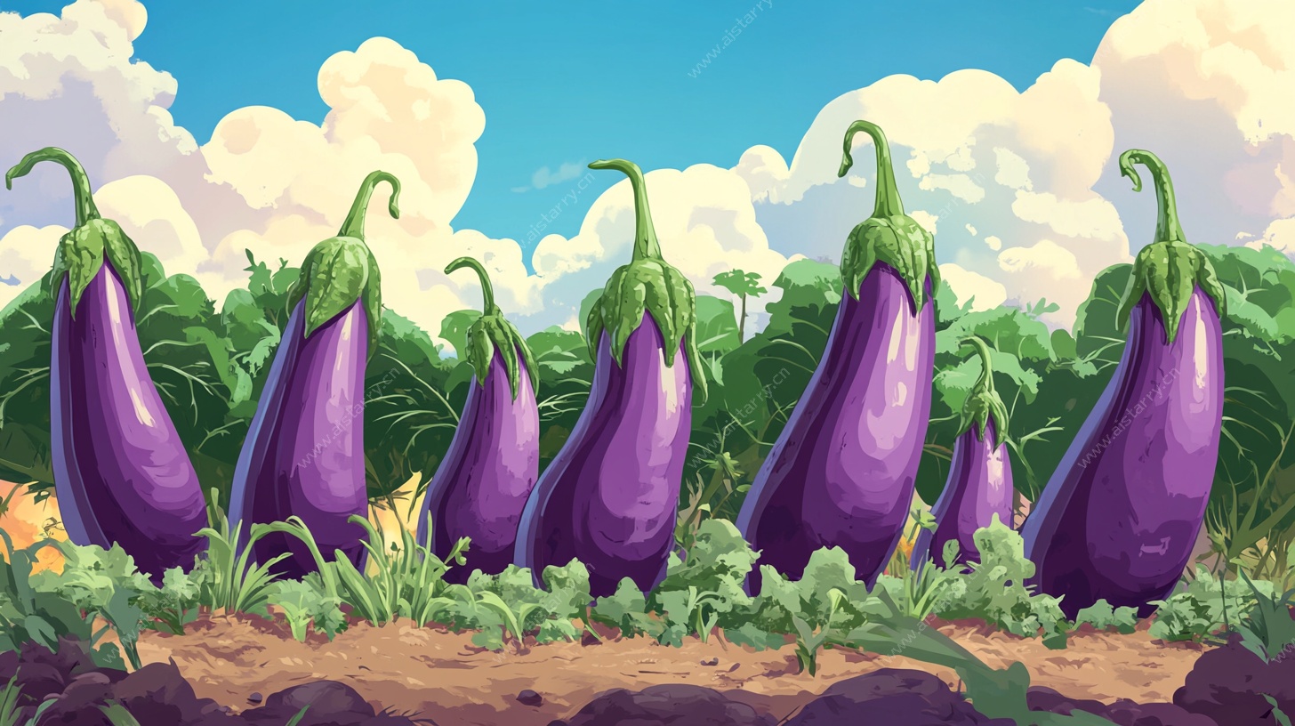 田园紫茄插画