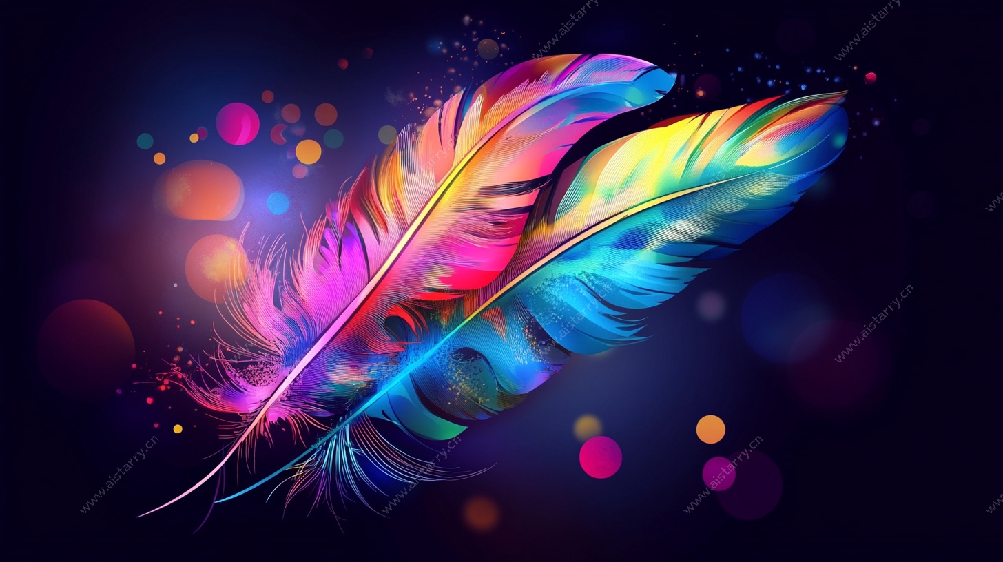 梦幻炫彩羽毛插画