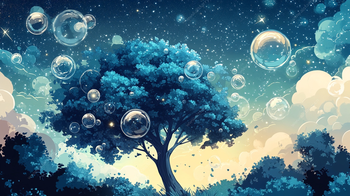 梦幻蓝树与泡泡星空