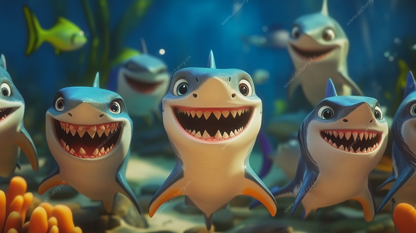 欢乐鲨鱼海底萌趣场景