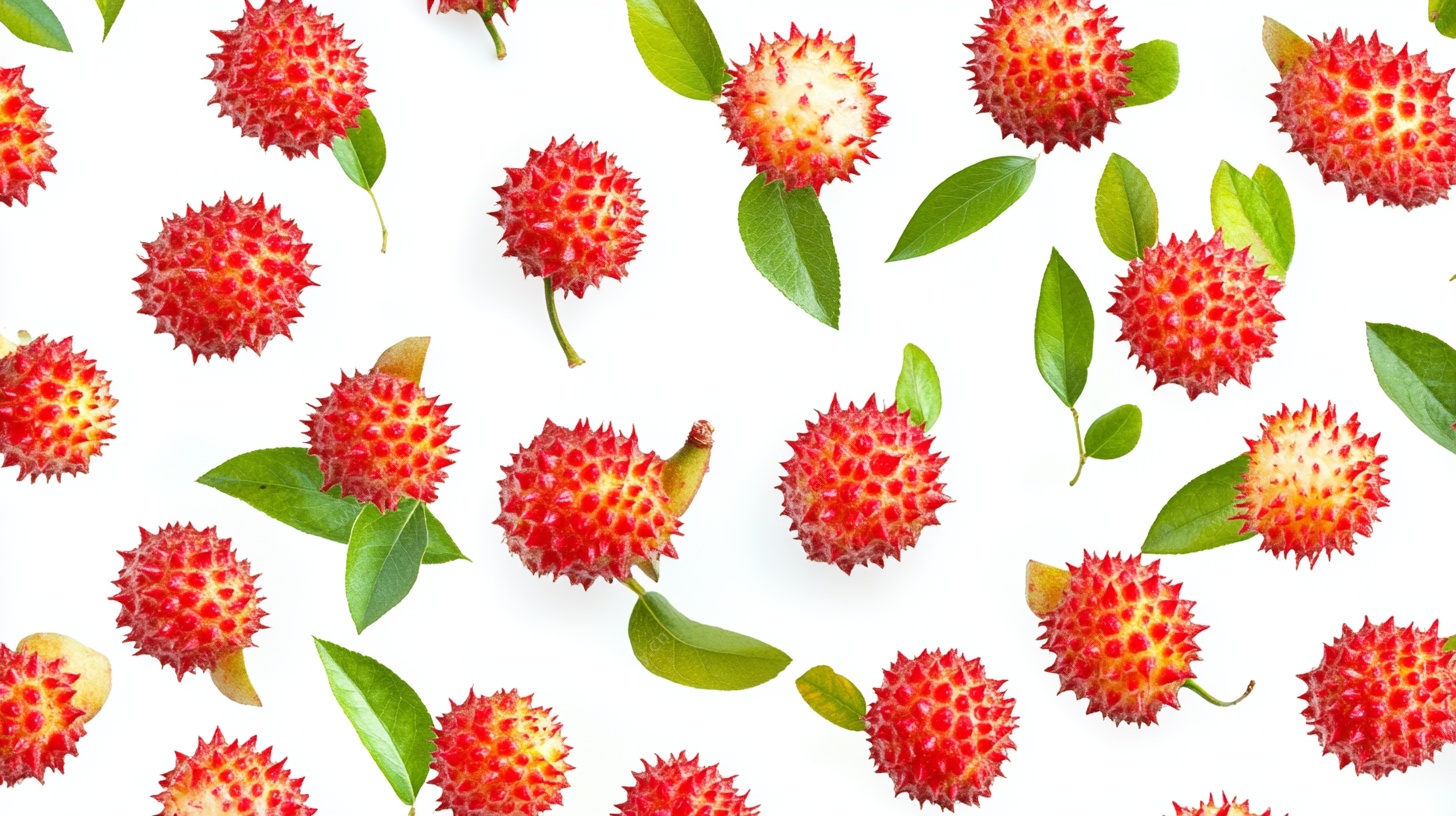 红毛丹与绿叶的清新组合