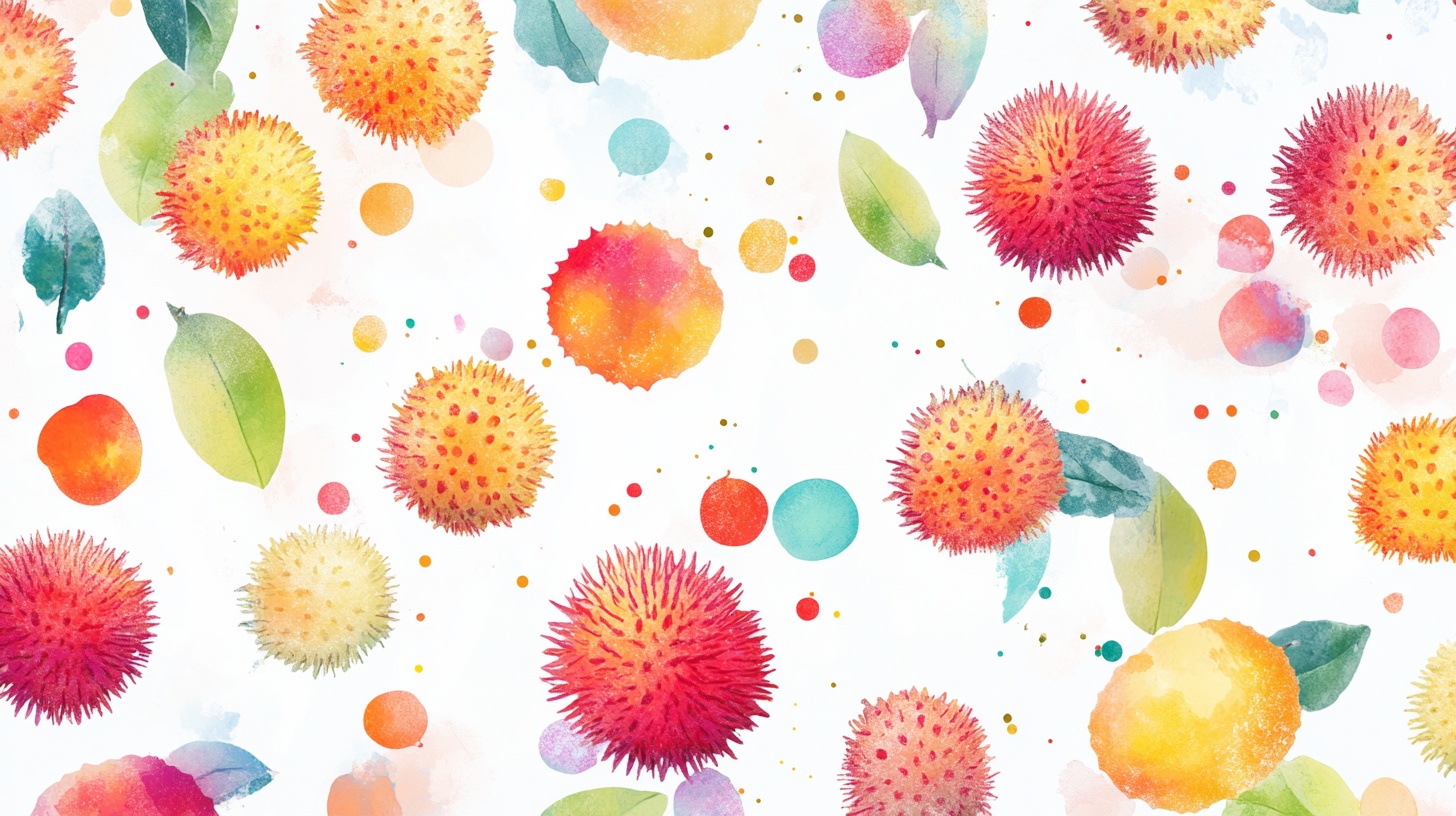 水彩风刺果花卉无缝图案