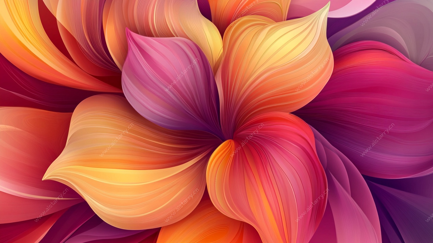 绚丽梦幻花朵插画