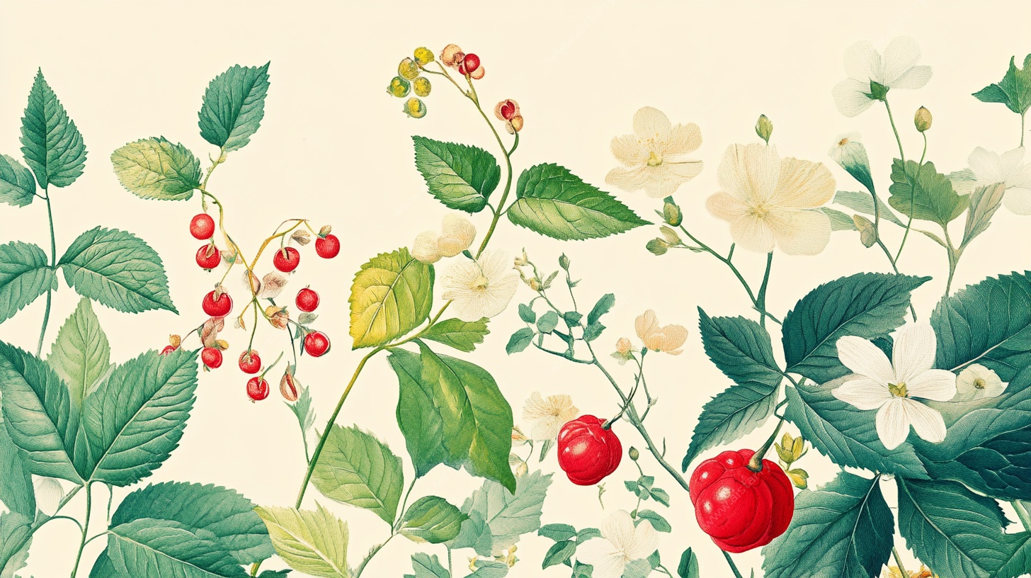 复古风植物花卉插画