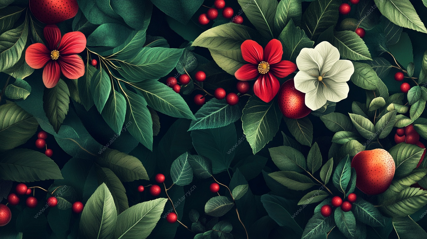 繁花硕果的自然景致