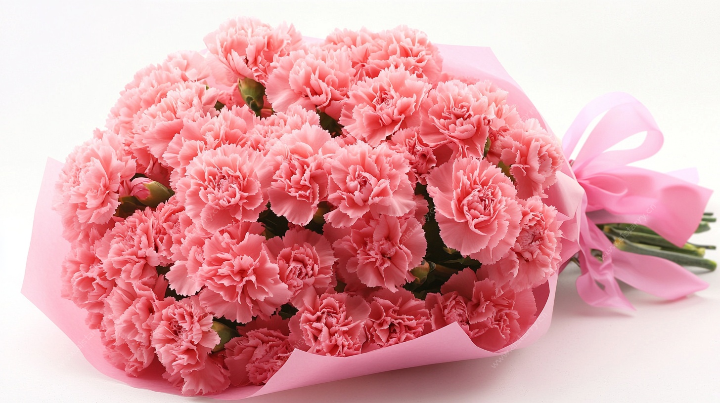 粉色康乃馨花束特写