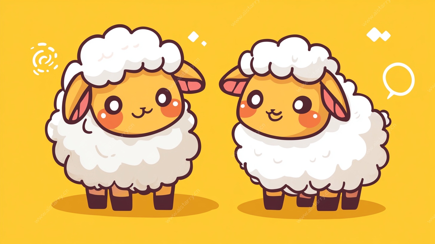 可爱双羊卡通形象