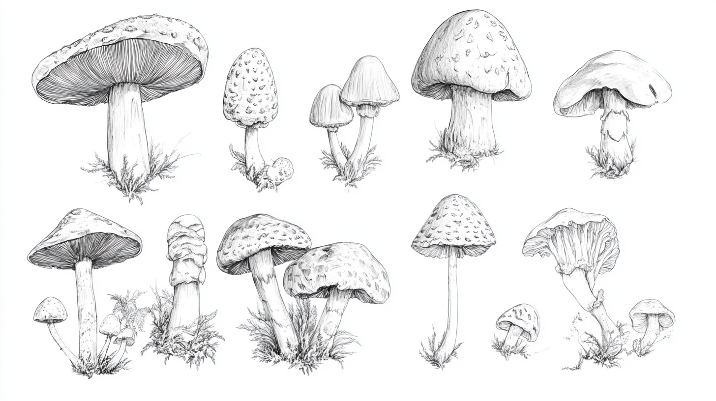 手绘蘑菇集合图