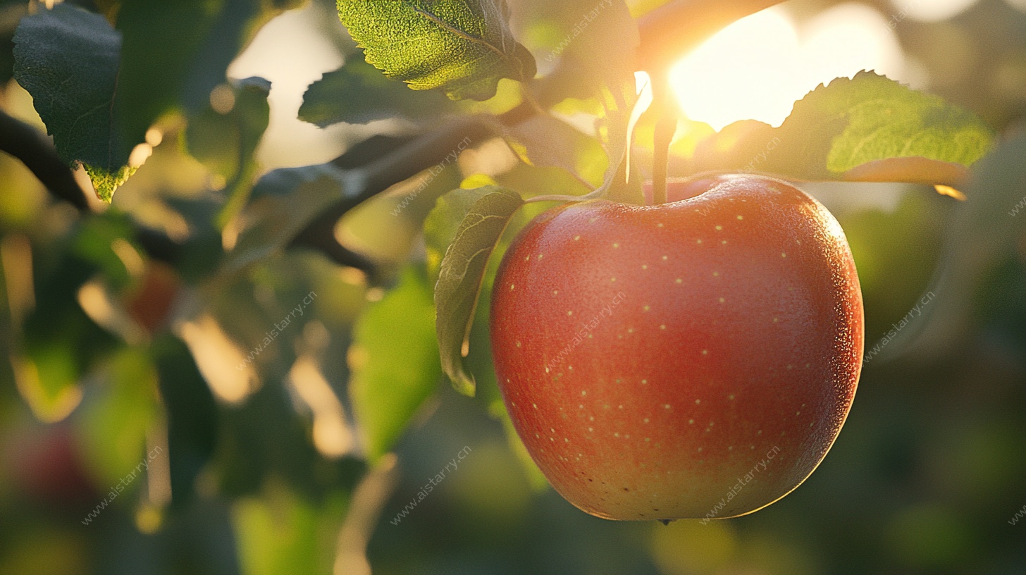 阳光下的红苹果